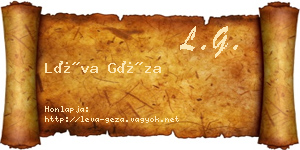Léva Géza névjegykártya